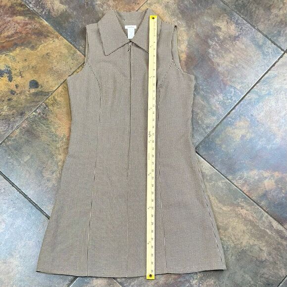 Neiman Marcus Houndstooth Sleeveless Zip Collared Dress 7/8 - Picture 7 of 10